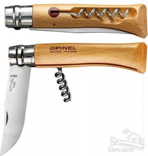 Туристический нож Opinel (опинель) Inox №10 VRI бук + штопор (001410)